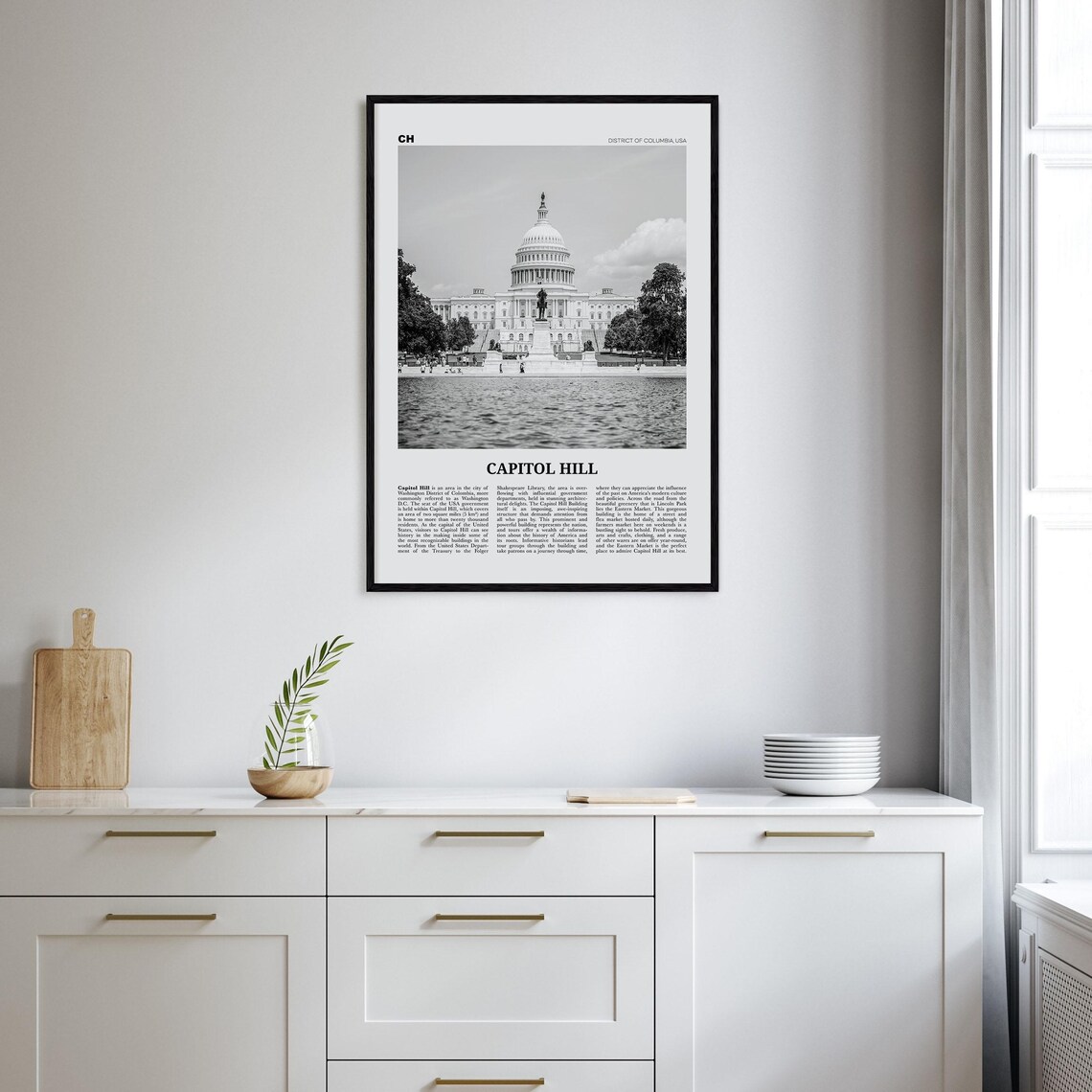 Capitol Hill Black And White Washington Travel Poster - Image 2