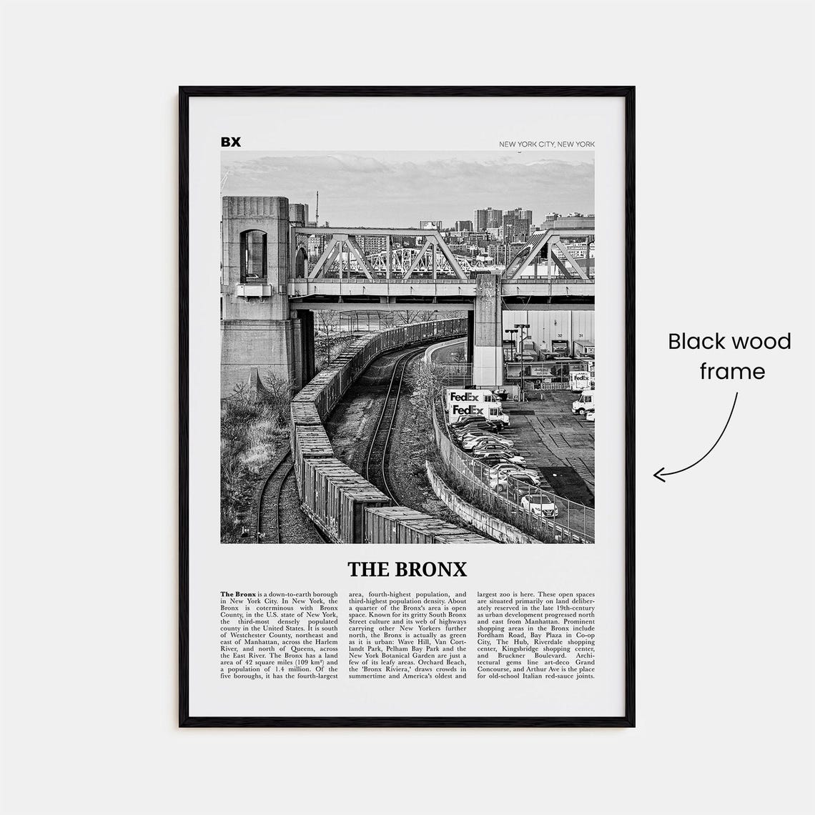 The Bronx Print Black And White No 2 The Bronx Wall Art The Bronx Poster The Bronx Photo New York Usa United States North America - Image 3