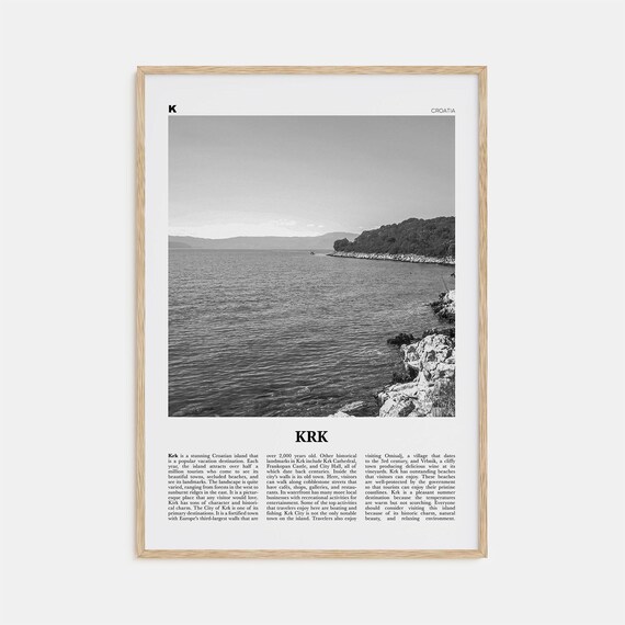 Krk Black and White Travel Poster, Krk Croatia