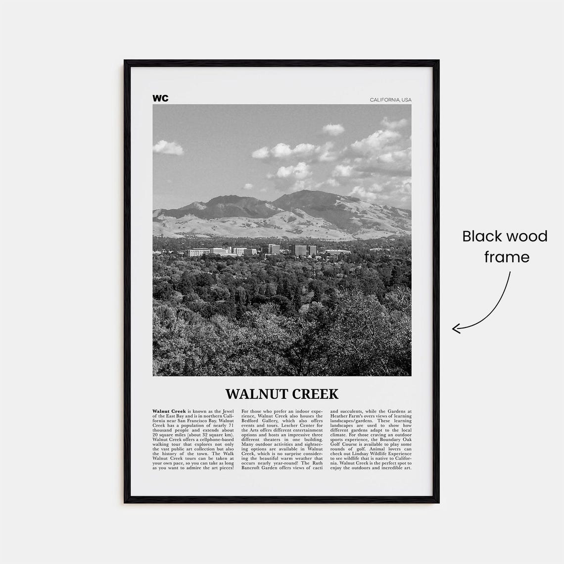 Walnut Creek Black and White Travel Poster - Image 3