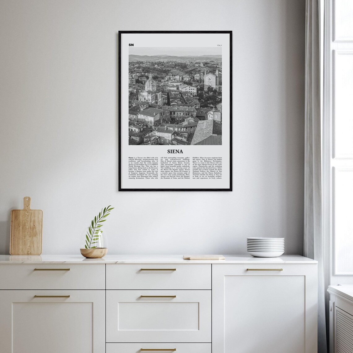 Siena Black and White Travel Poster, Italy - Image 2