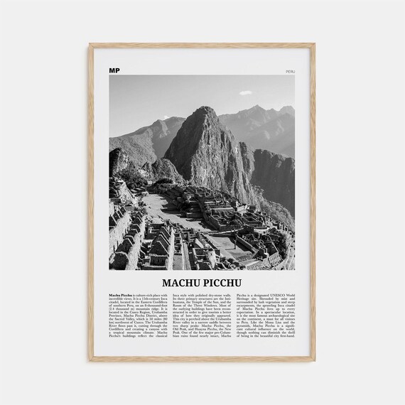 Machu Picchu Black and White Travel Poster