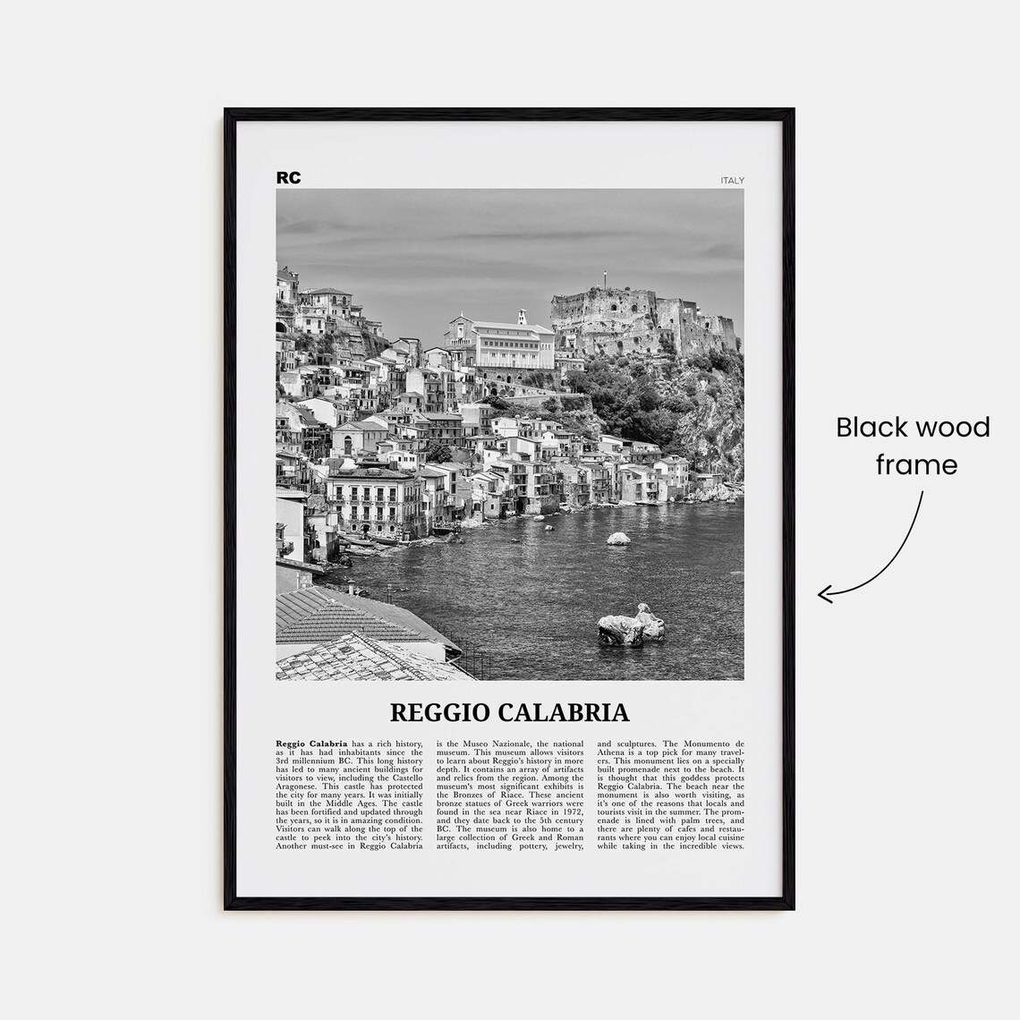 Reggio Calabria Black And White Travel Poster - Image 3