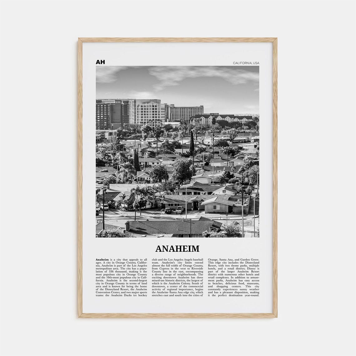 Anaheim Print Black And White No 2 Anaheim Wall Art Anaheim Poster Anaheim Photo California Usa United States North America
