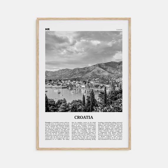 Croatia Black And White Travel Poster, Zagreb Balkan