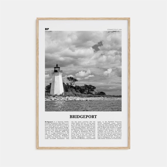 Bridgeport Black and White Map Art Print, Connecticut