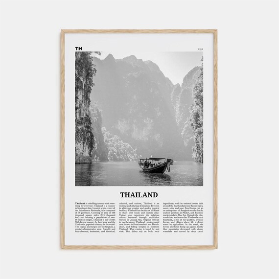 Thailand Black And White Travel Poster, Bangkok