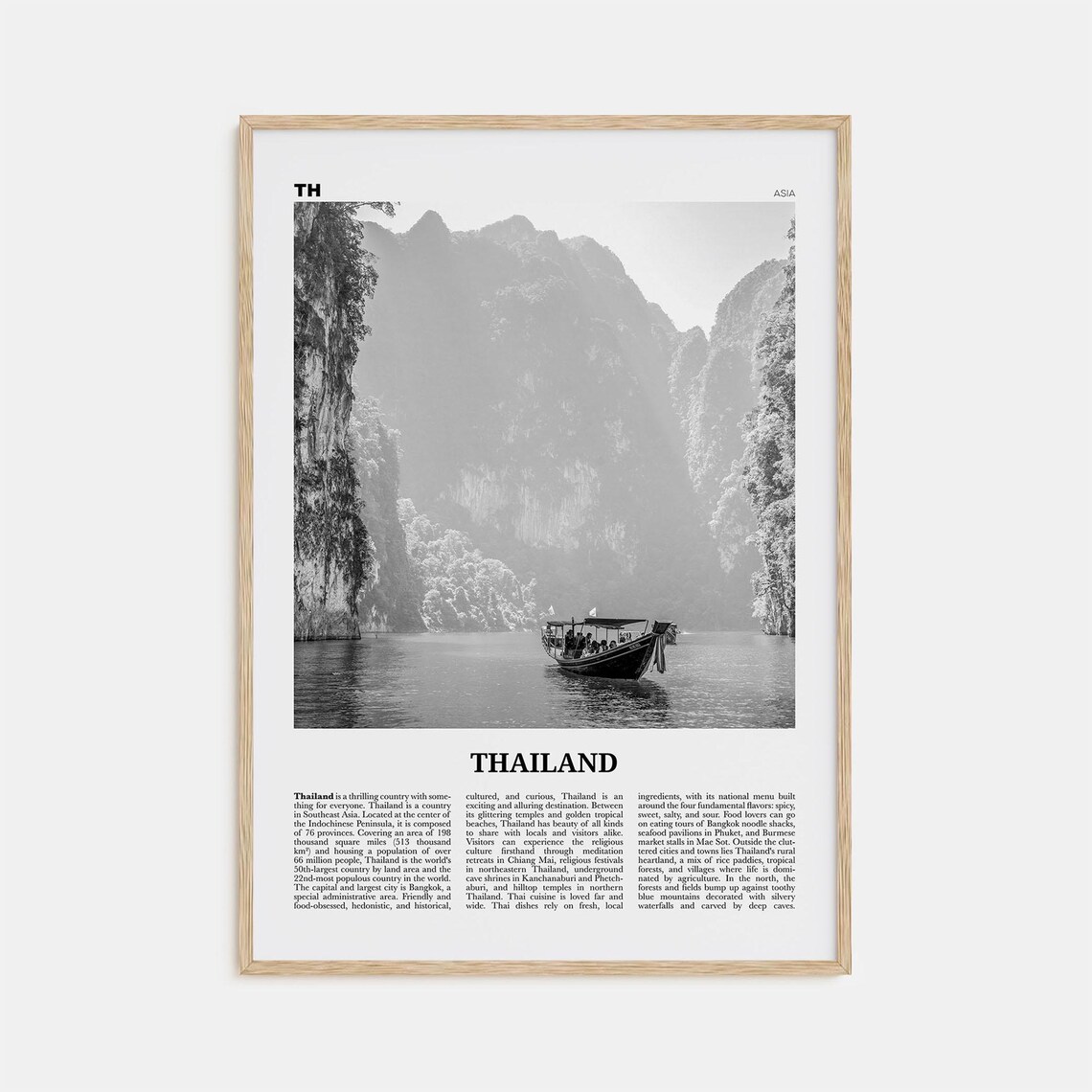 Thailand Black And White Travel Poster, Bangkok