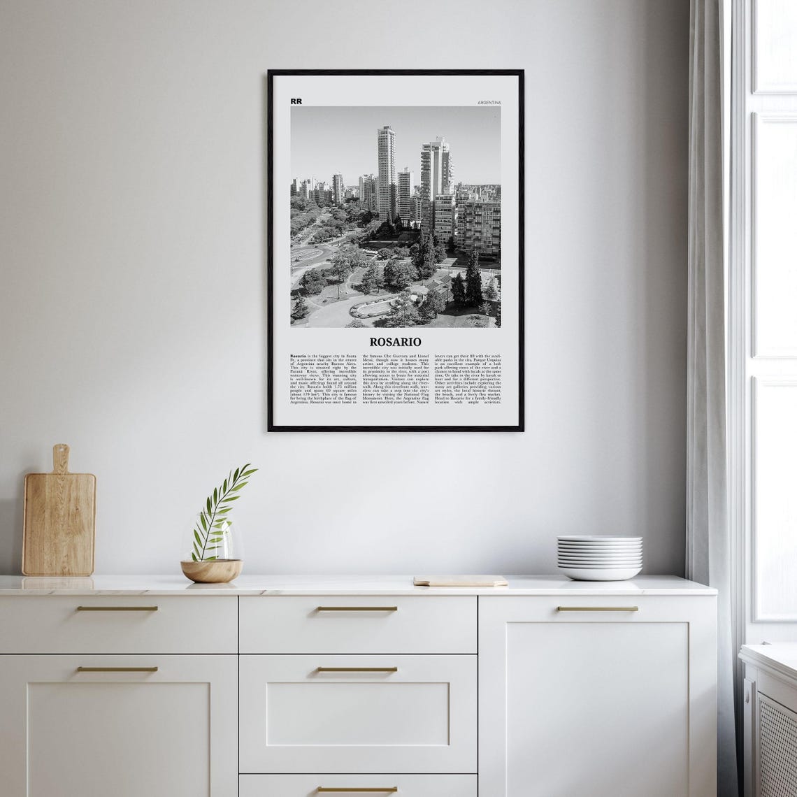 Rosario Print Black And White No 1 Rosario Wall Art Rosario Poster Rosario Photo Rosario Wall Dcor Rosario Map Argentina - Image 2