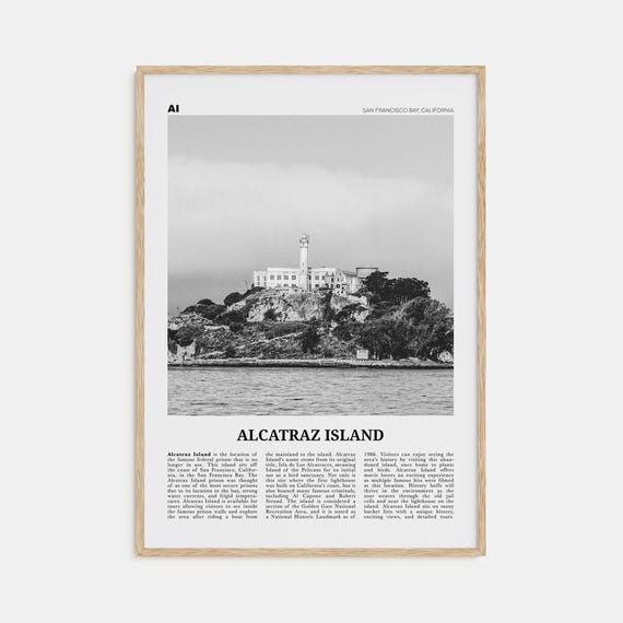 Alcatraz Island Black and White Travel Poster