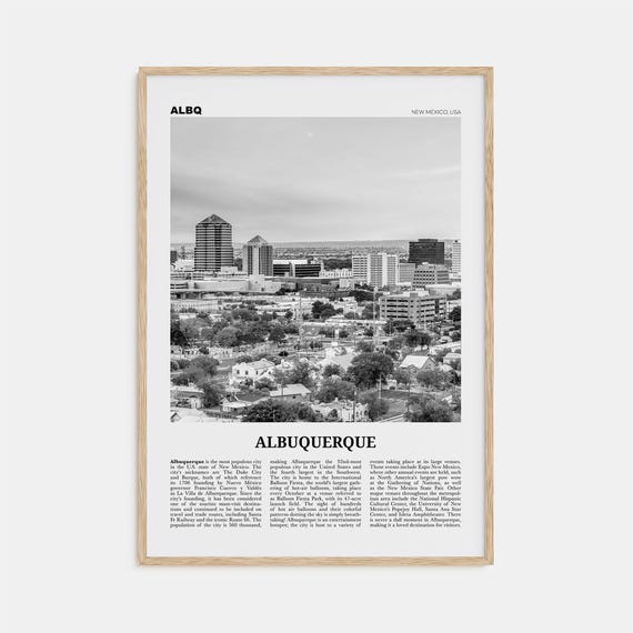 Albuquerque Black and White Travel Poster, New Mexico