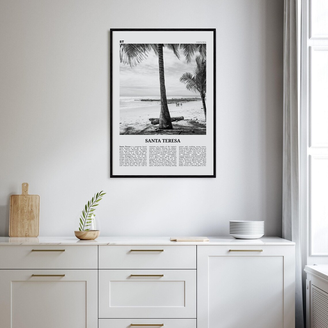 Santa Teresa Black And White Travel Poster, Costa Rica - Image 2