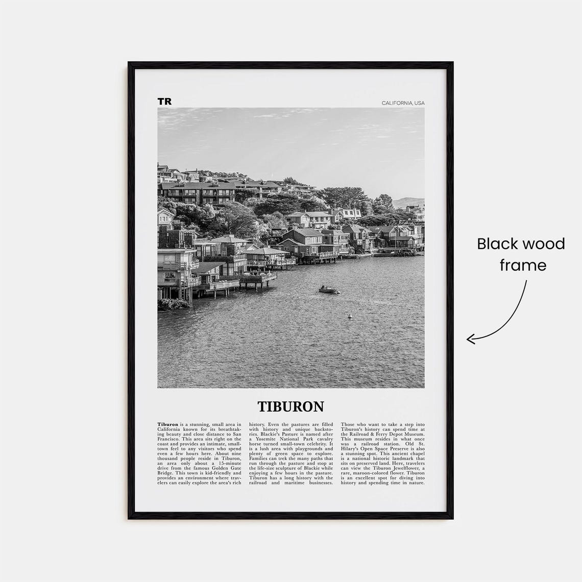 Tiburon, California Travel Map Poster Art Print - Image 3
