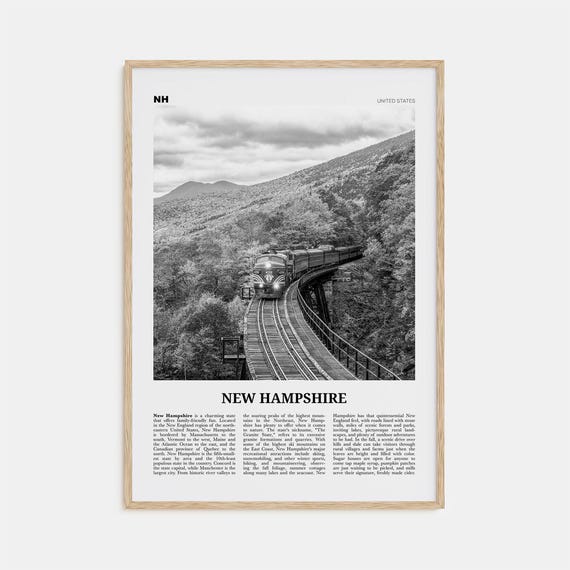 New Hampshire Black and White Travel Poster, No. 3