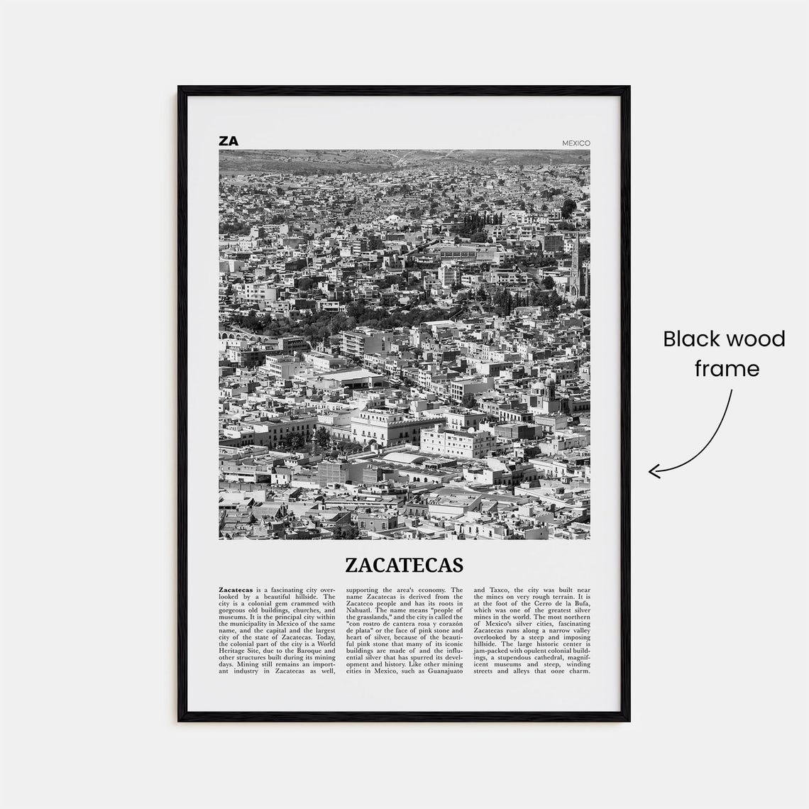 Zacatecas Black And White No. 2 Mexico Art Print - Image 3