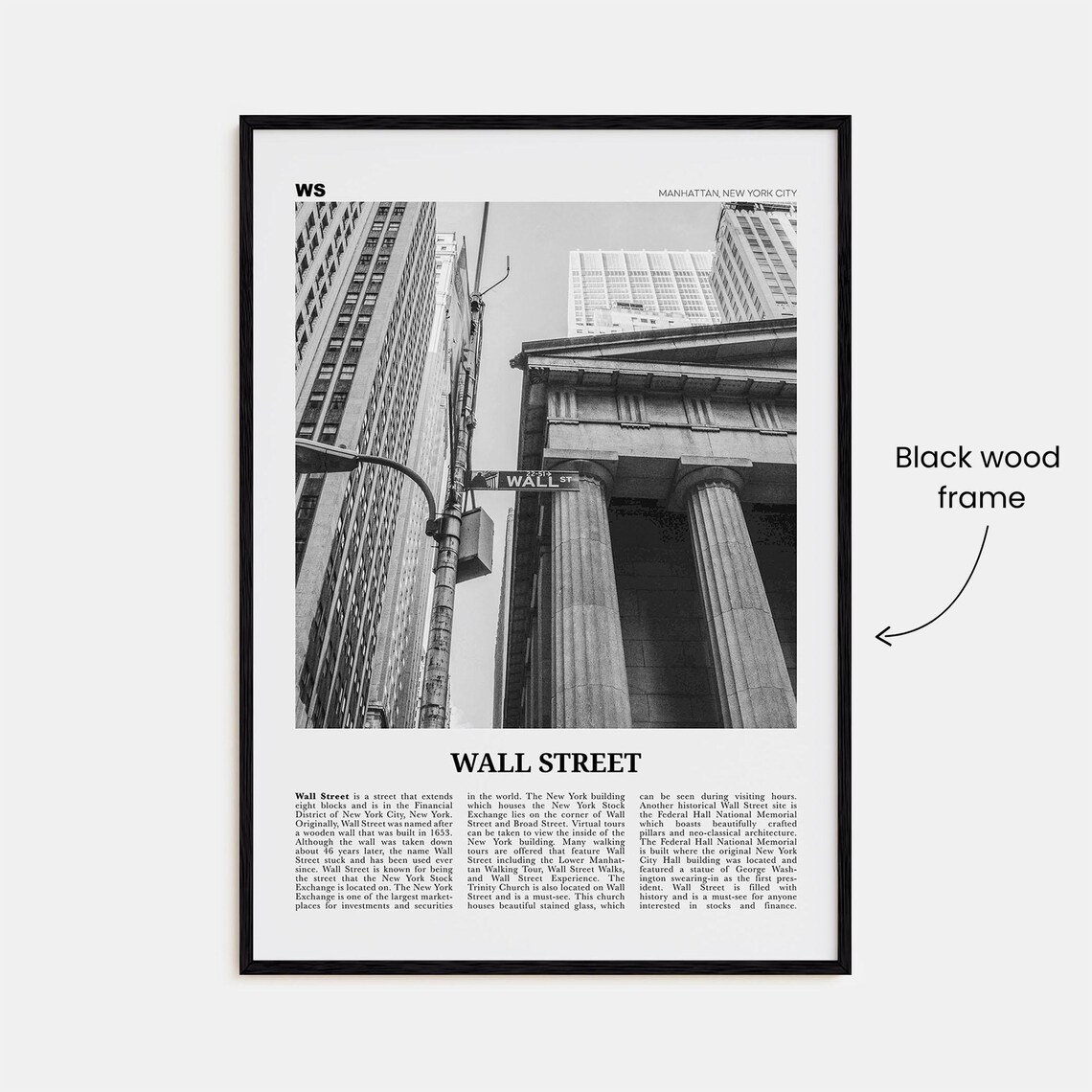 Wall Street Black And White Travel Poster, Manhattan - Image 3