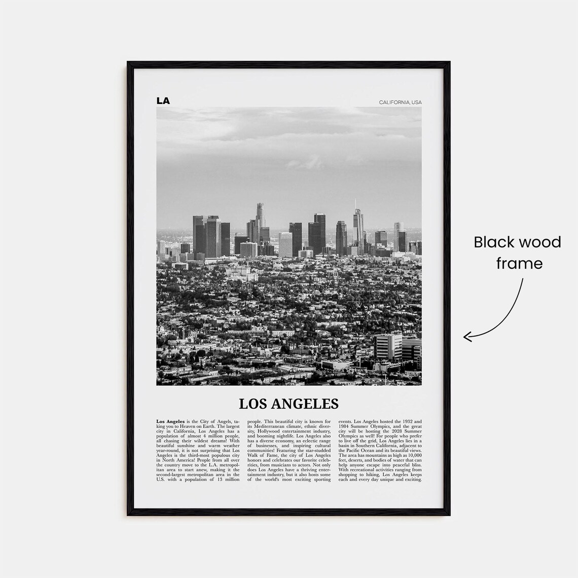 Los Angeles Black and White Art Print, California - Image 3