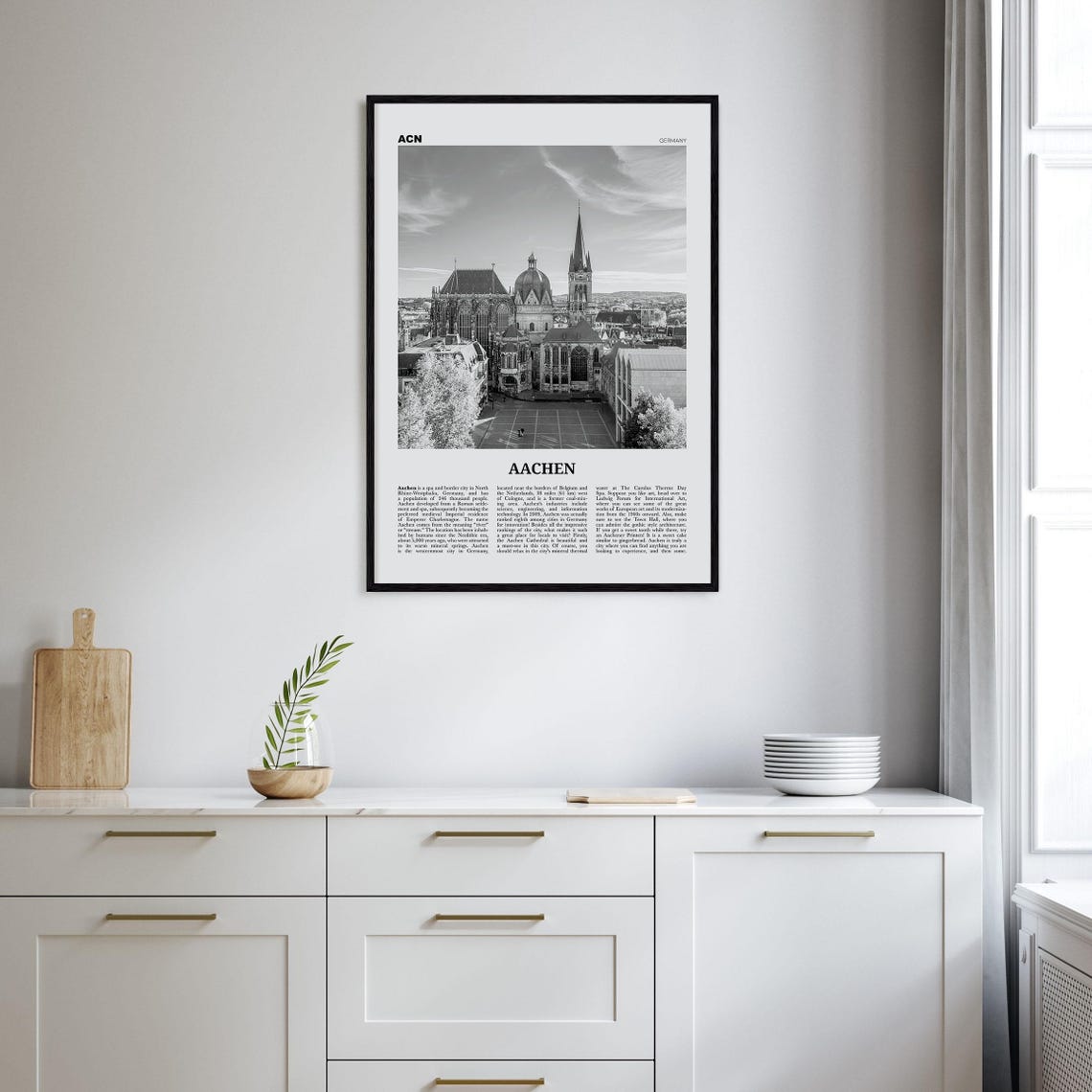 Aachen Black and White Travel Poster, Germany View - Image 2