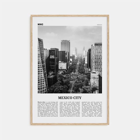 Mexico City Black and White Travel Wall Art Print