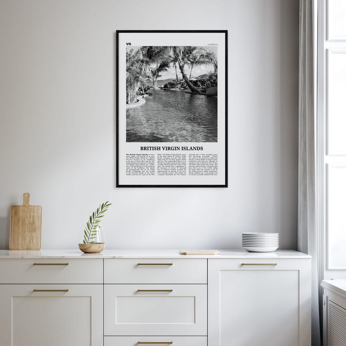 British Virgin Islands Black and White Travel Poster - Image 2