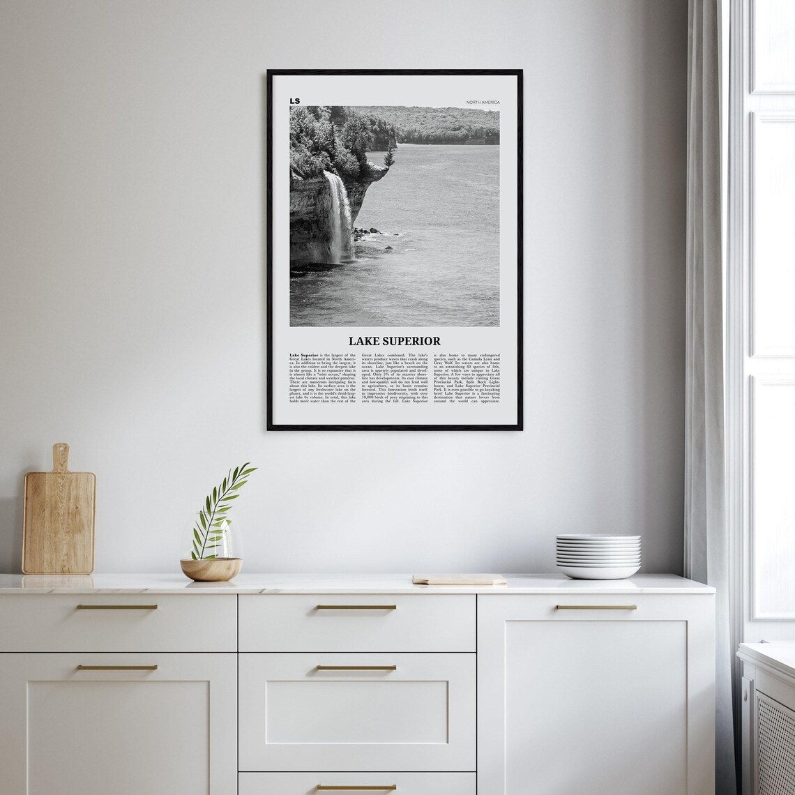 Lake Superior Black and White Travel Poster Print - Image 2