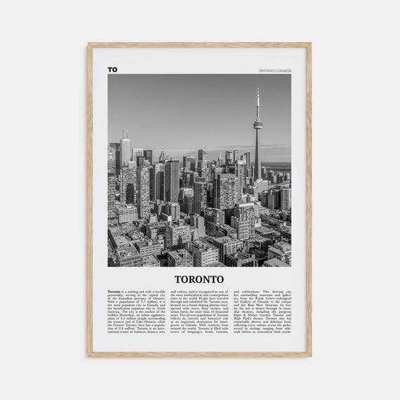 Toronto Black and White Travel Poster, Ontario