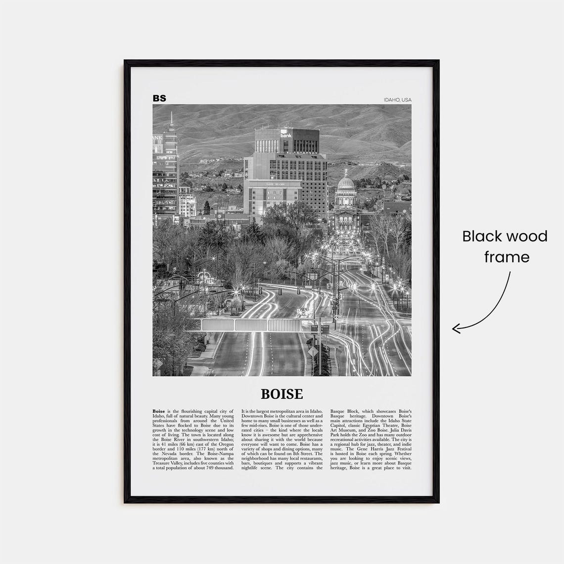 Boise Print Black And White No 2 Boise Wall Art Boise Poster Boise Photo Boise Wall Dcor Idaho Usa United States North America - Image 3