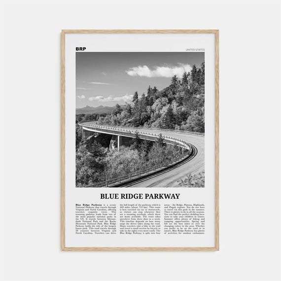 Blue Ridge Parkway Black And White Travel Poster