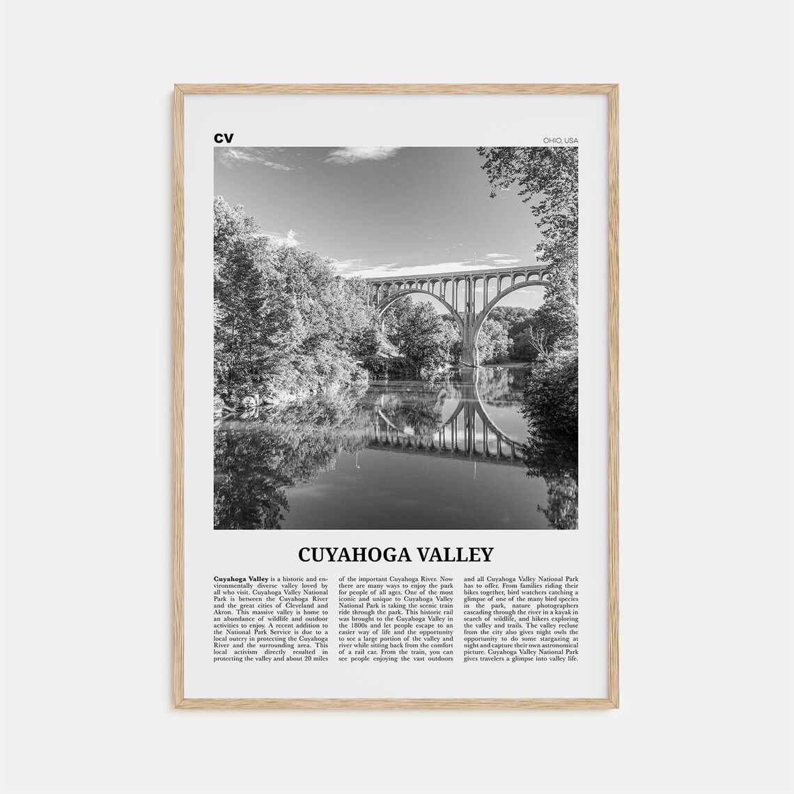 Cuyahoga Valley Black and White Art Print, Ohio