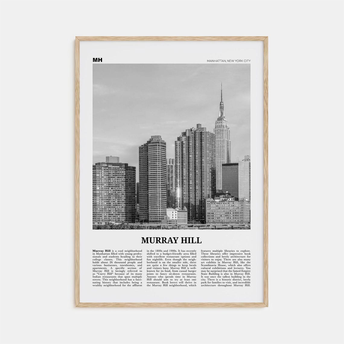 Murray Hill Black and White Travel Poster, NYC