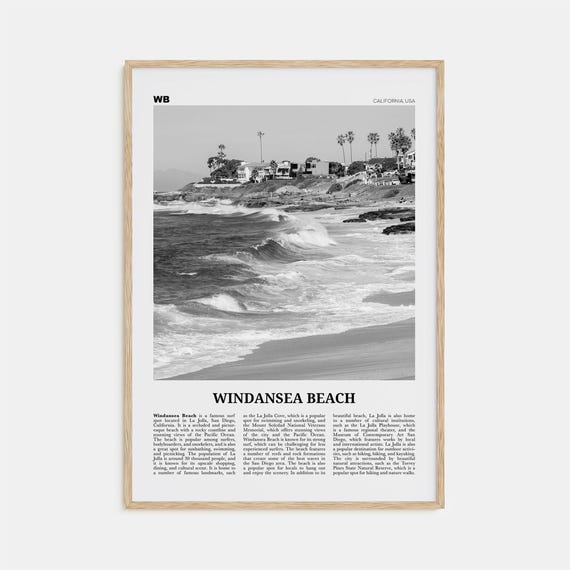 Windansea Beach Black and White Travel Poster