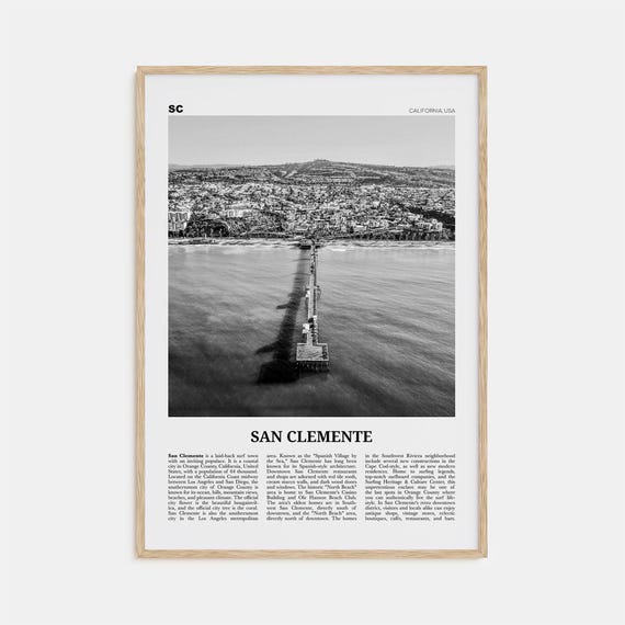 San Clemente Black and White Travel Poster No. 3