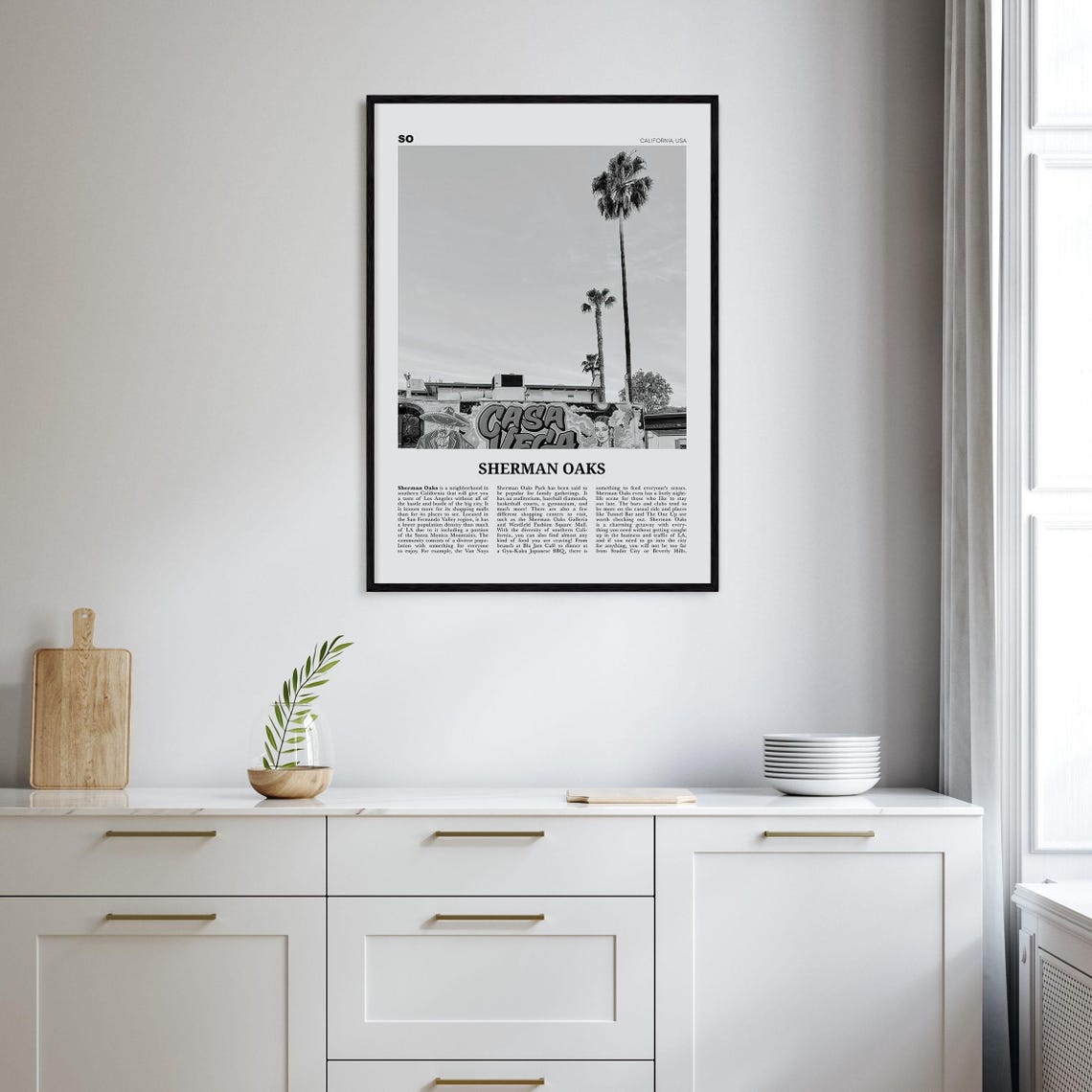 Sherman Oaks Black and White Travel Poster, California - Image 2