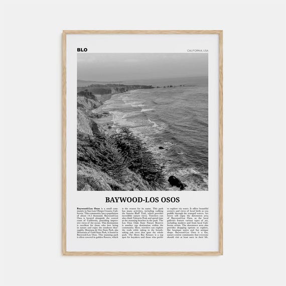 Baywood Los Osos Black and White Travel Poster