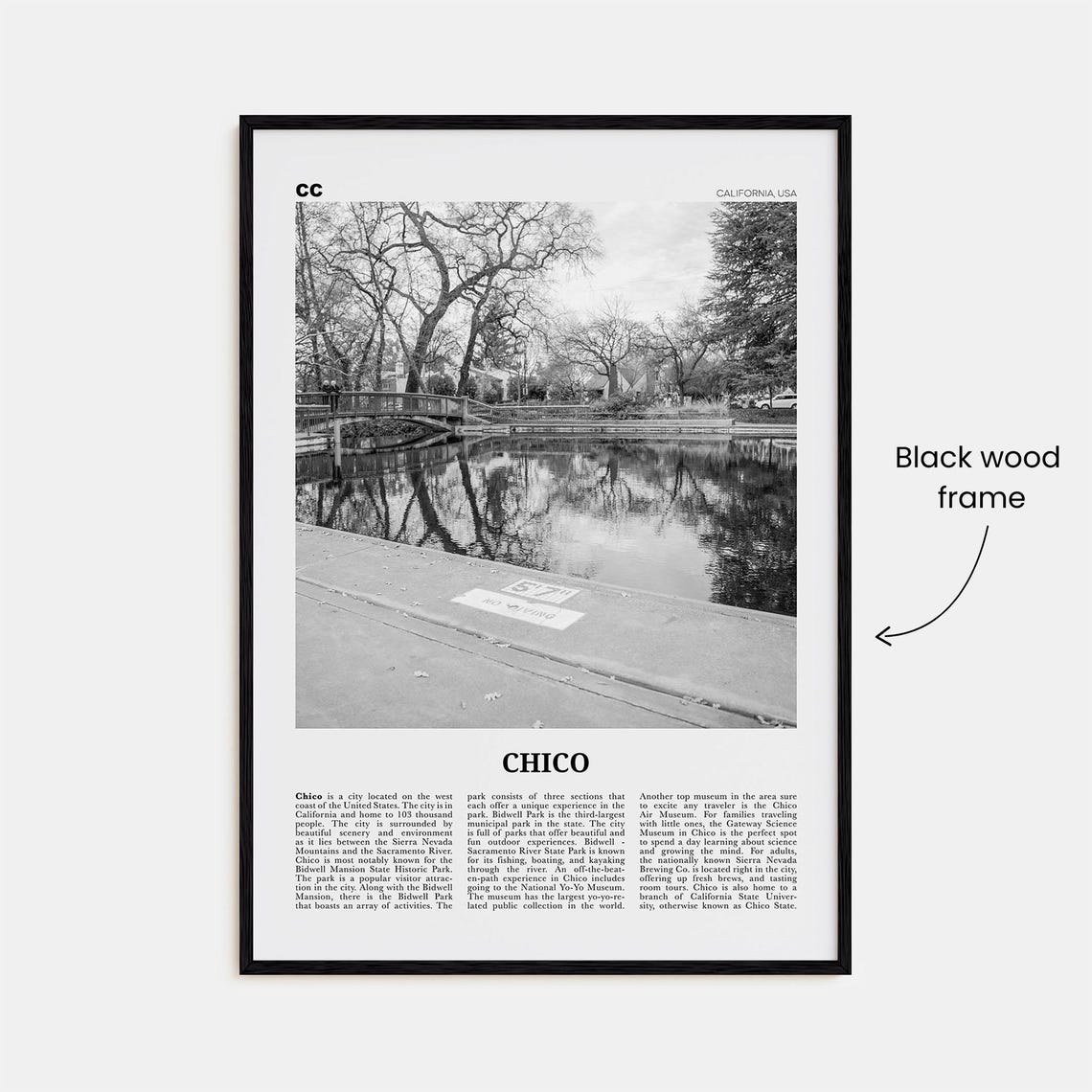 Chico Black And White Travel Poster, California - Image 3