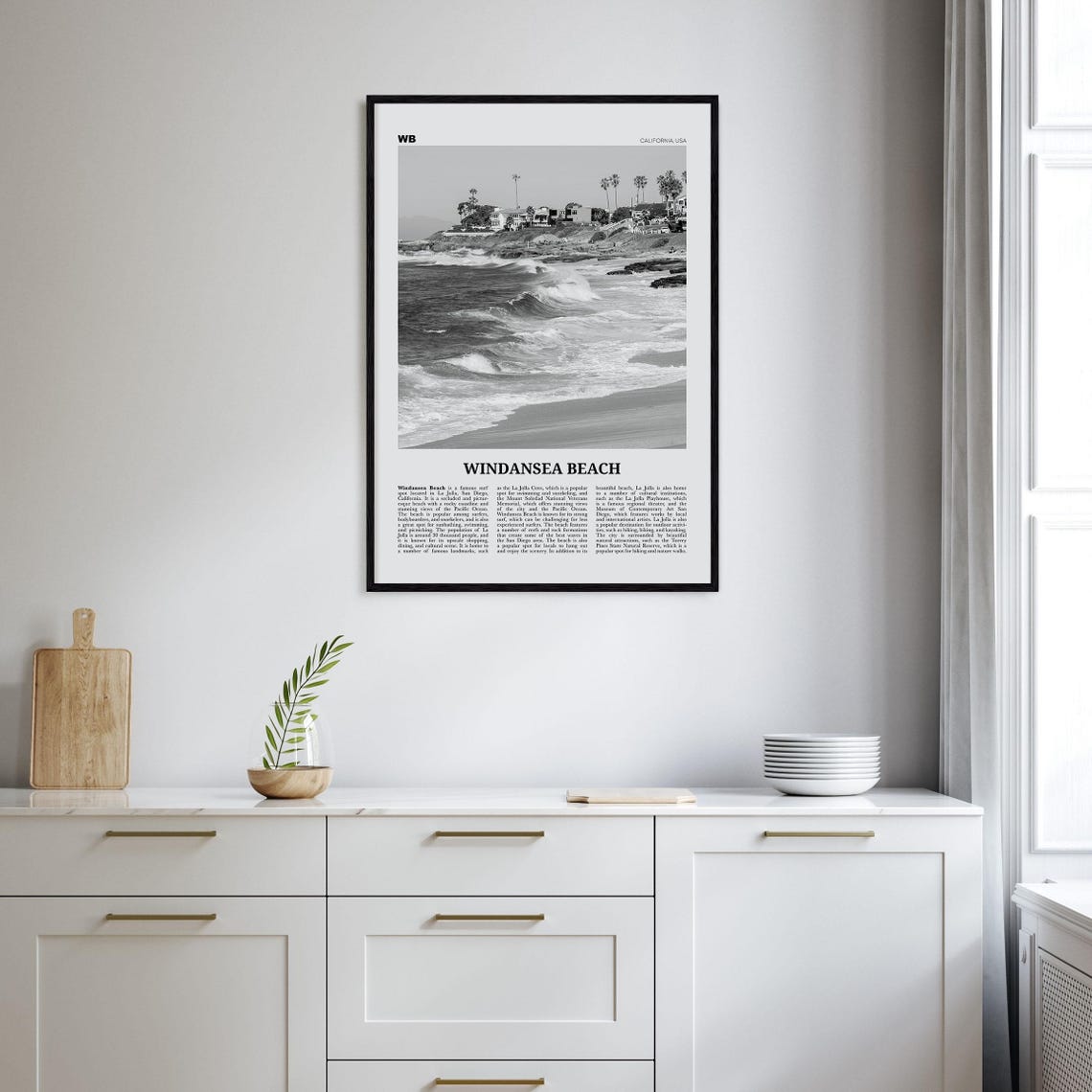 Windansea Beach Black and White Travel Poster - Image 2