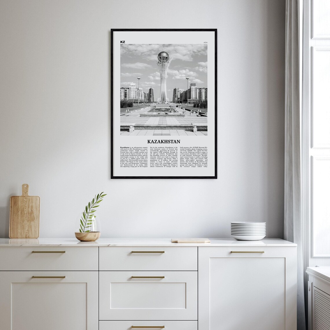 Kazakhstan Black And White Travel Poster, Asia - Image 2