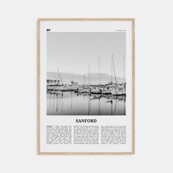 Sanford Black and White Travel Poster, Florida USA
