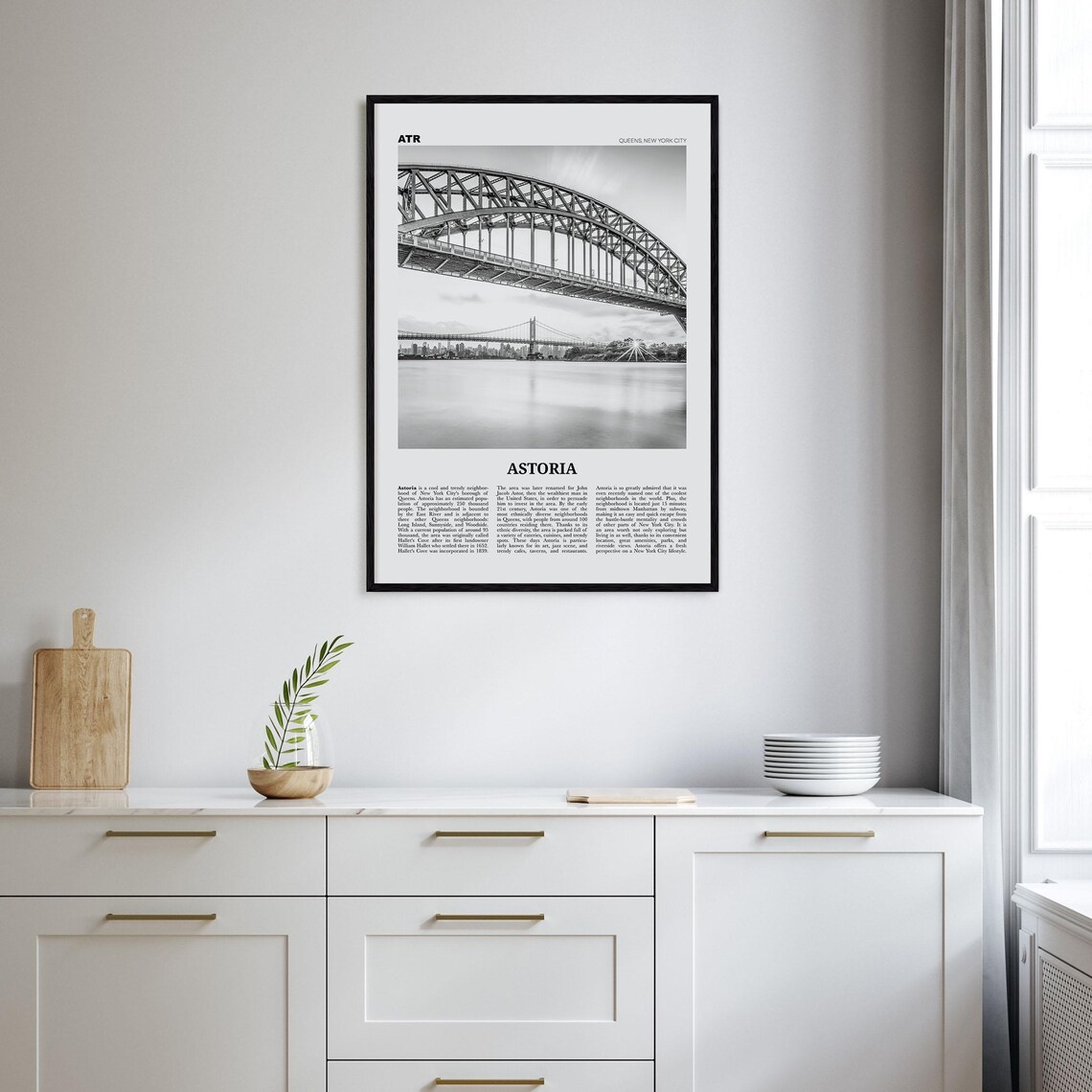 Astoria, New York Black and White Travel Poster - Image 2