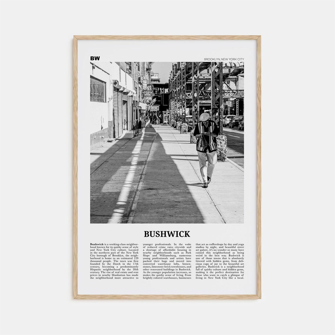 Bushwick Black And White Travel Poster, New York City