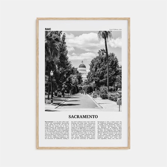 Sacramento Black and White Travel Poster, California