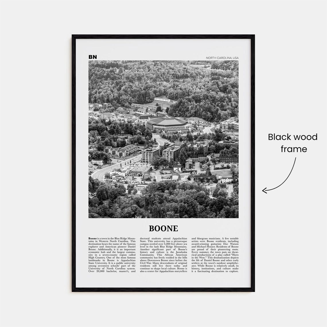 Boone, North Carolina Travel Poster, Black and White - Image 3