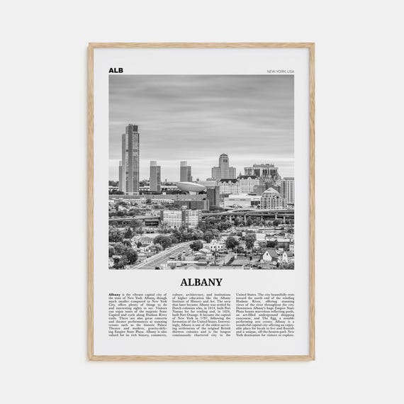Albany New York Black and White Travel Poster