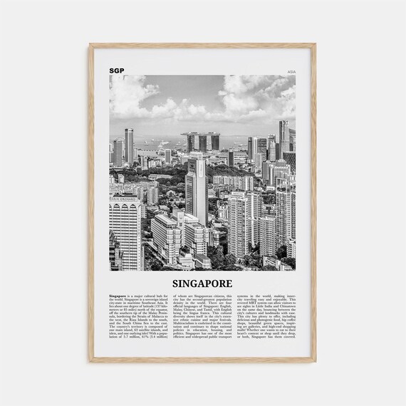 Singapore Black and White Travel Poster, Asia