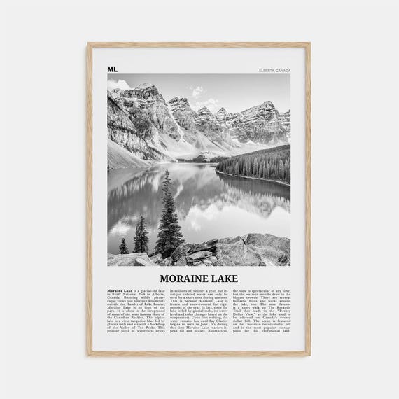 Moraine Lake Print Black And White Moraine Lake Wall Art Moraine Lake Poster Moraine Lake Photo Moraine Lake Wall Dcor Canada