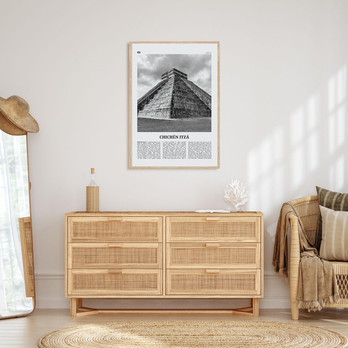 Chichen Itza Black and White Travel Poster, Mexico - Image 4