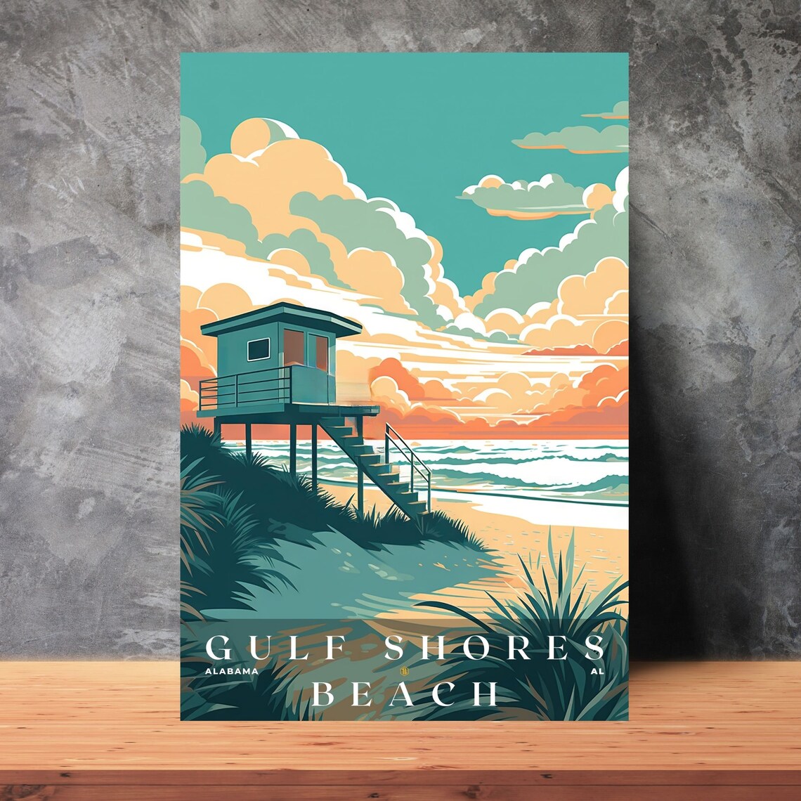 Gulf Shores Retro Travel Poster, Beach Art Print - Image 3