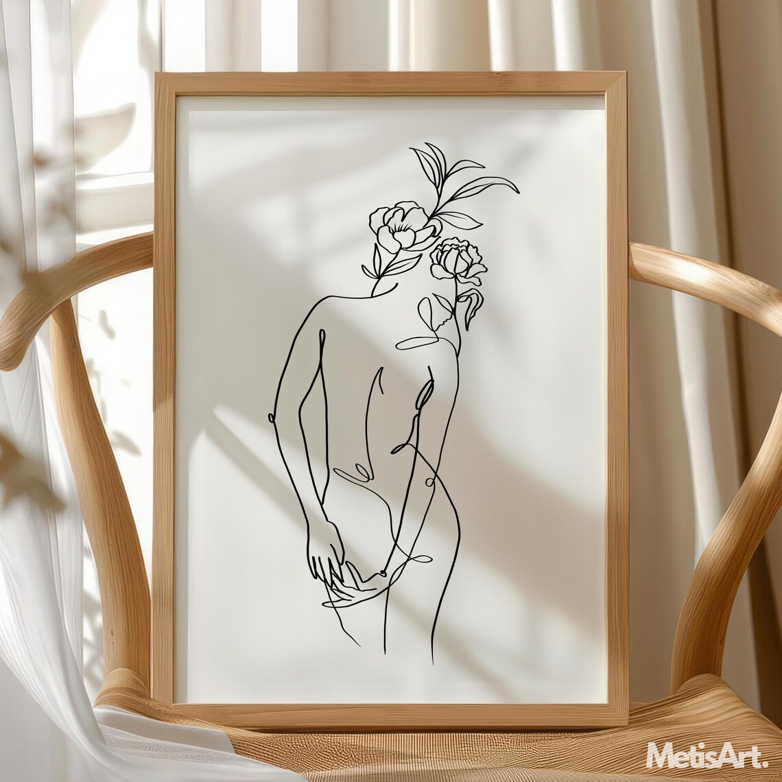 Woman Back Line Art Print, Minimalist Figure Drawing