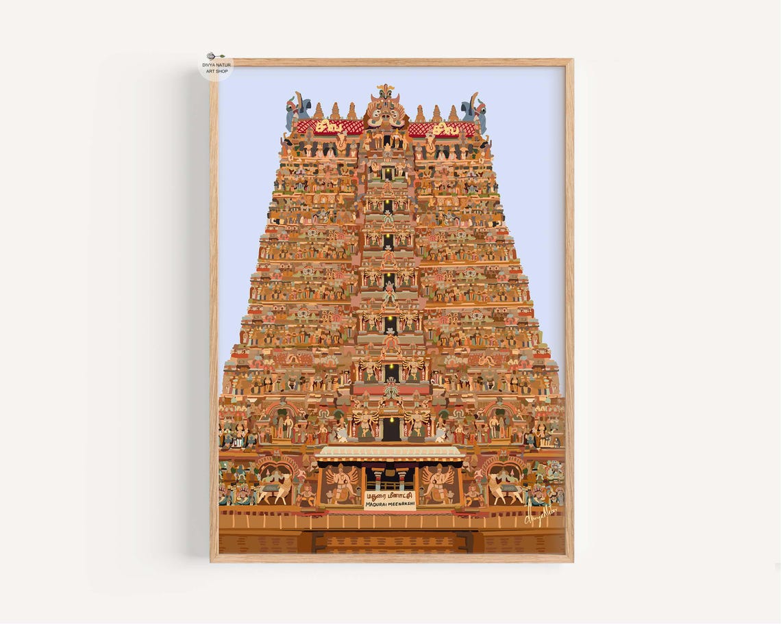 Madurai Meenakshi Amman Temple Gopuram Tower Hindu Art Print