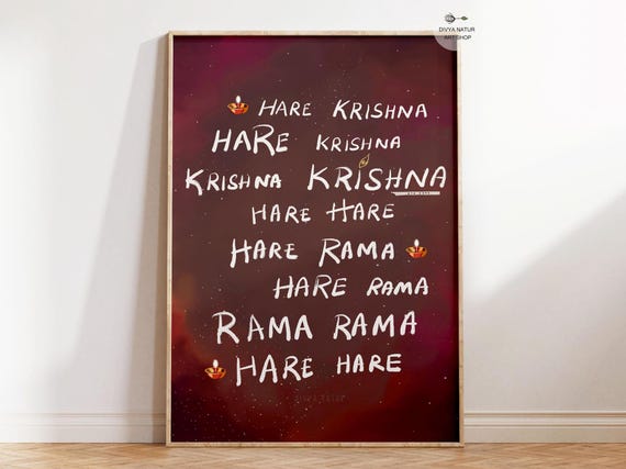 Hare Krishna Mantra Spiritual Yoga Decor Art Print